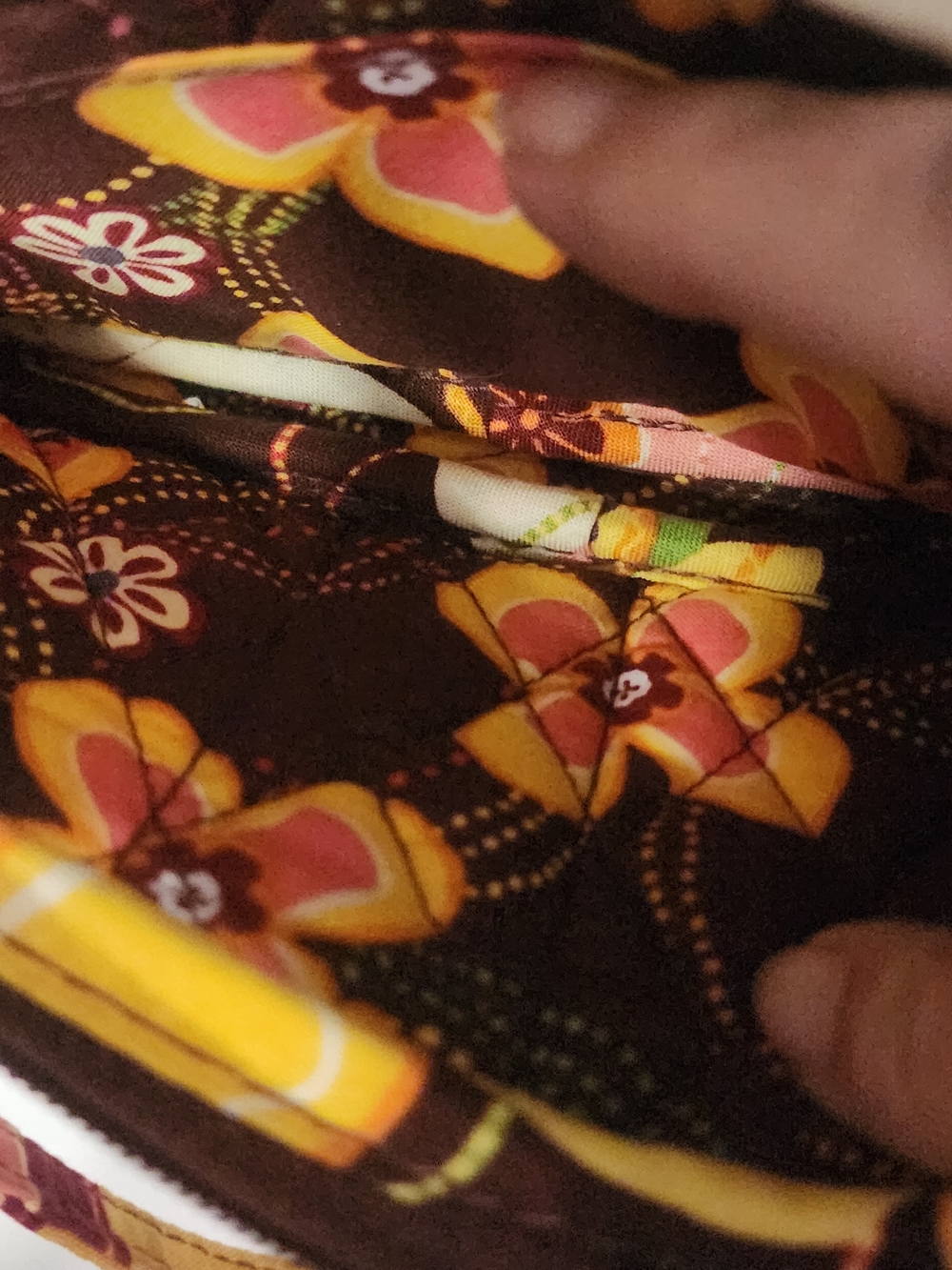 Vera Bradley Quilted Floral Mini Wristlet in Brown, Yellow & Coral - Picture 9 of 9